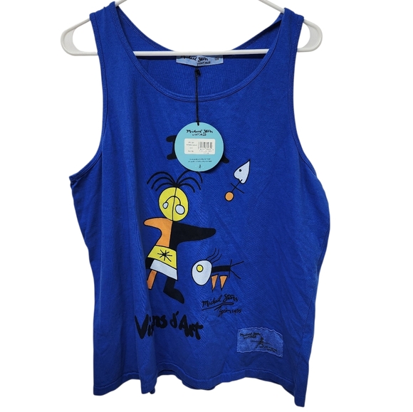 Michael Stars NWT‎ Vibrant Blue Graphic Tank Top OS - Picture 1 of 8